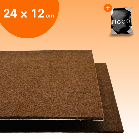FLOOQ Kratzfester selbstklebender Möbelfilz braun – 24 x 12 cm – 3 mm dick