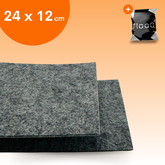 FLOOQ Kratzfester selbstklebender Möbelfilz Dunkelgrau – 24 x 12 cm – 3 mm dick