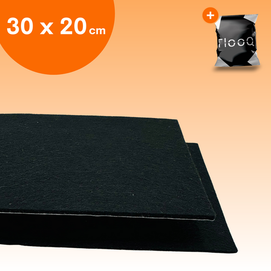 FLOOQ Kratzfester, selbstklebender Möbelfilz, Schwarz – 30 x 20 cm – 3 mm dick